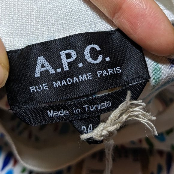NEW A.P.C. Colorful White Drop Print "Paloma" Top Short Sleeve Shirt XS Size 34 - Picture 4 of 7